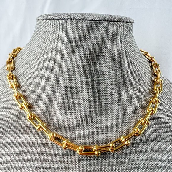 Gold Chunky Chain Necklace Thick Gold Chain Necklace U Chain Necklace Choker - Picture 7 of 8